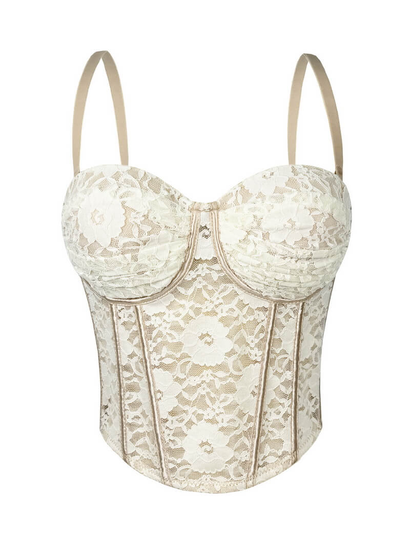 NURO Women's Floral Print Bustier Top - Underbust Corset with Removable Pads & Straps