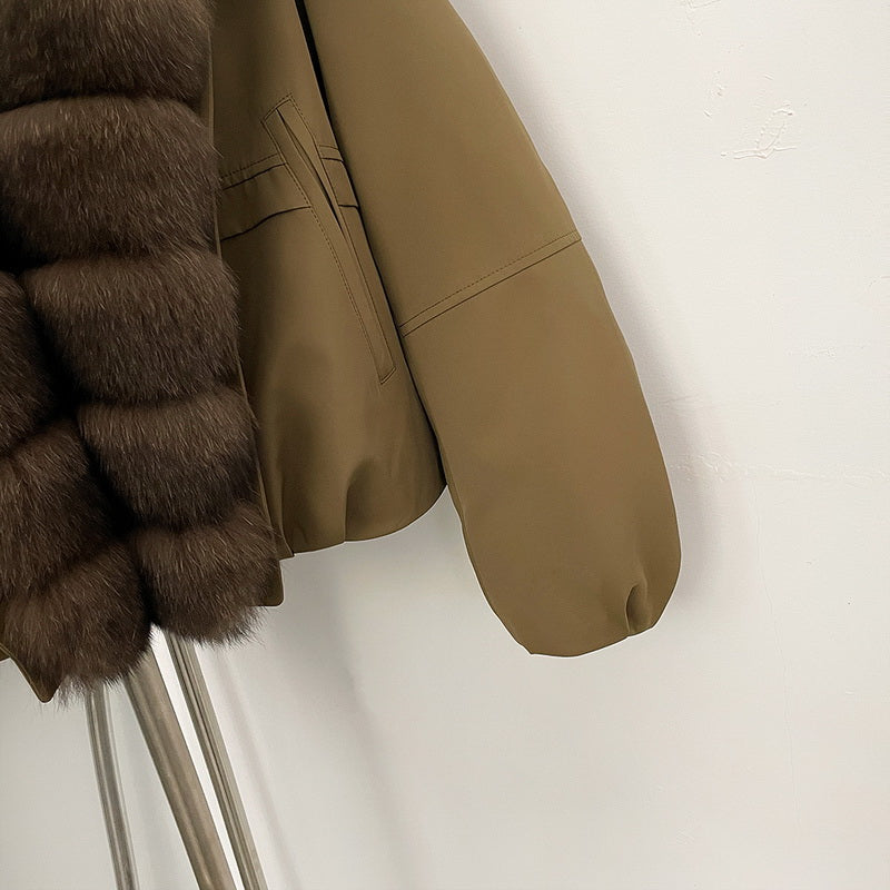 NURO Women's Fox Fur Trim Parka Coat - Thickened Duck Down Jacket with Detachable Faux Fur Hood