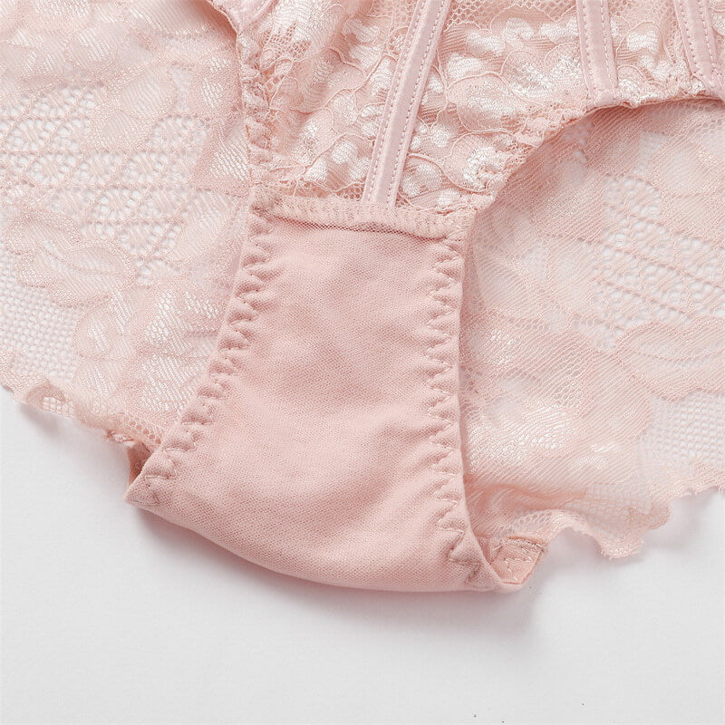 NURO Women's French Lace Full-Coverage Minimizer Bra Set