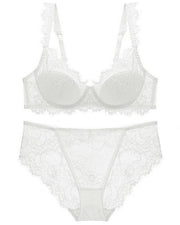 NURO Women's French Lace Minimizer Bra Set