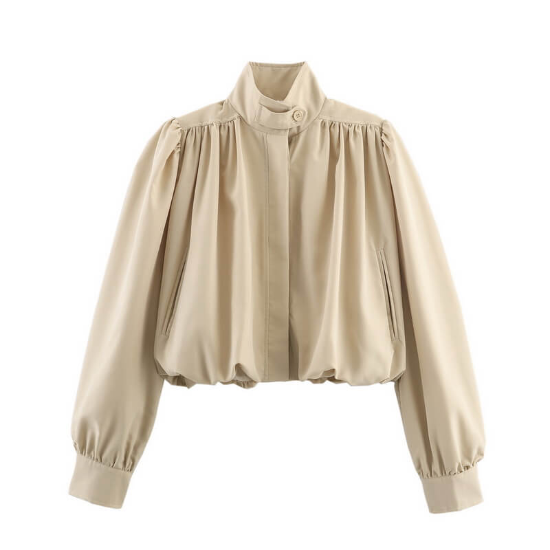NURO Women's French Retro Puff Sleeve Jacket - Short Cropped Blazer