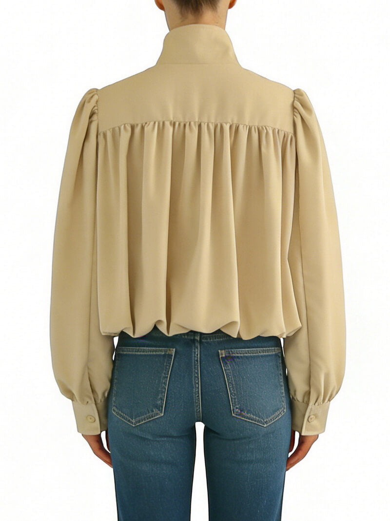 NURO Women's French Retro Puff Sleeve Jacket - Short Cropped Blazer