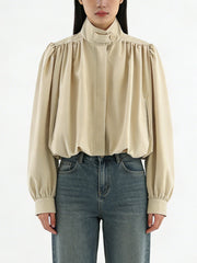 NURO Women's French Retro Puff Sleeve Jacket - Short Cropped Blazer