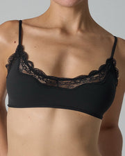 NURO Women's French Style Lace Bralette, Wire-Free Scoop Neck Comfort Bra