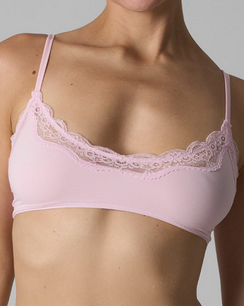 NURO Women's French Style Lace Bralette, Wire-Free Scoop Neck Comfort Bra