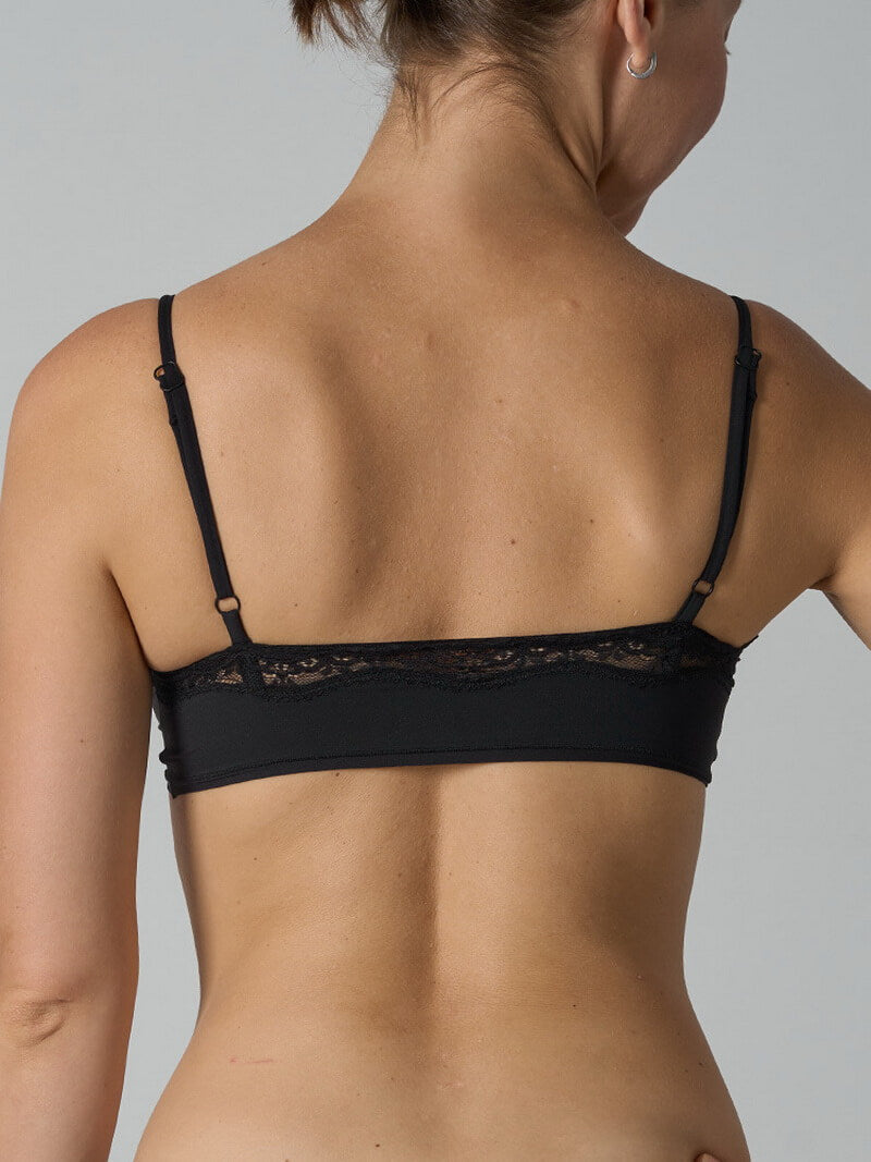 NURO Women's French Style Lace Bralette, Wire-Free Scoop Neck Comfort Bra