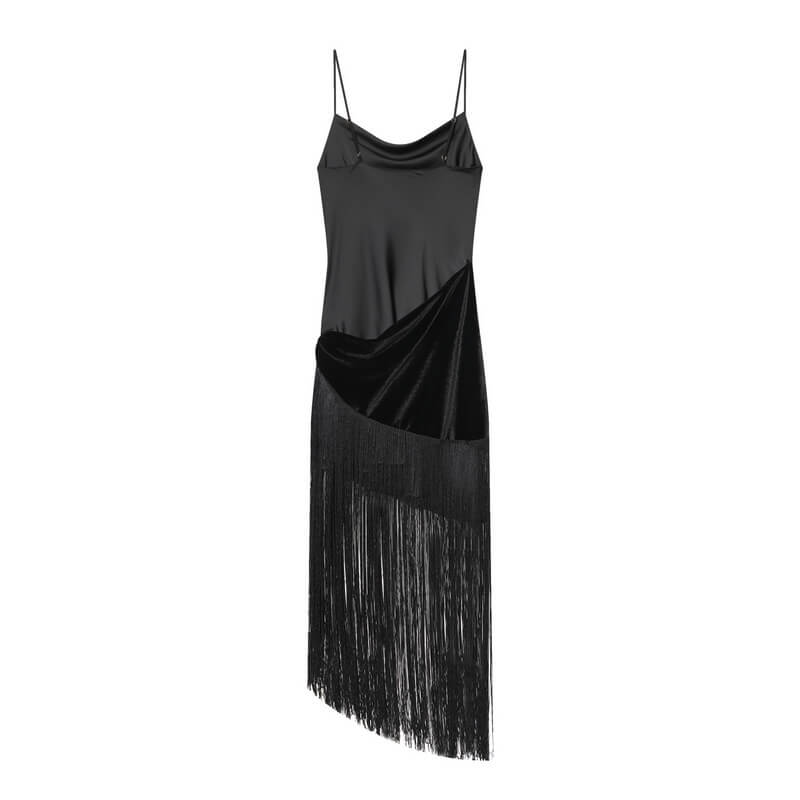 NURO Women's Fringe Trim Slip Dress