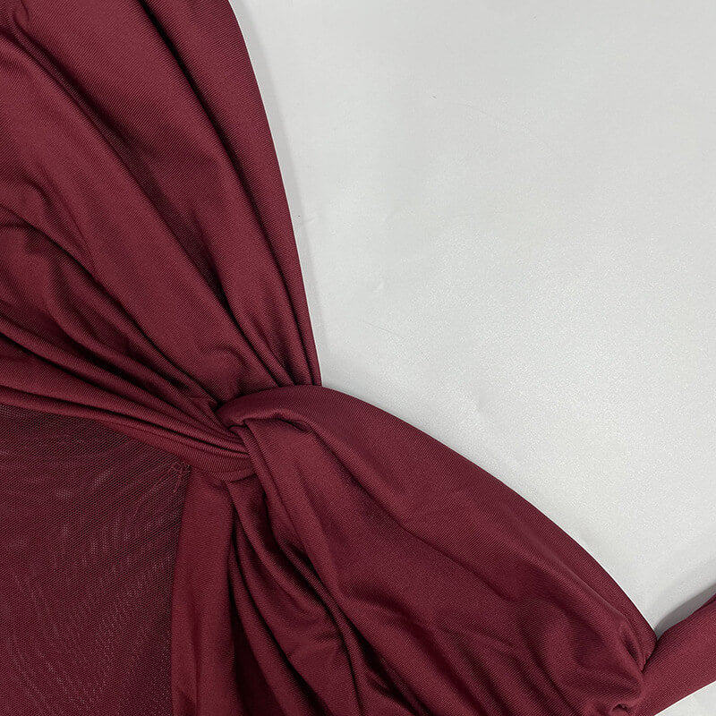 NURO Women's Halter Neck Sheer Mesh Maxi Dress, Elegant Evening Gown with Side Slit