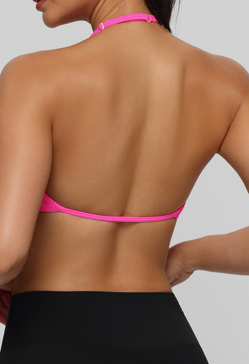 NURO Women's Halter Neck Thin Strap Sports Bra