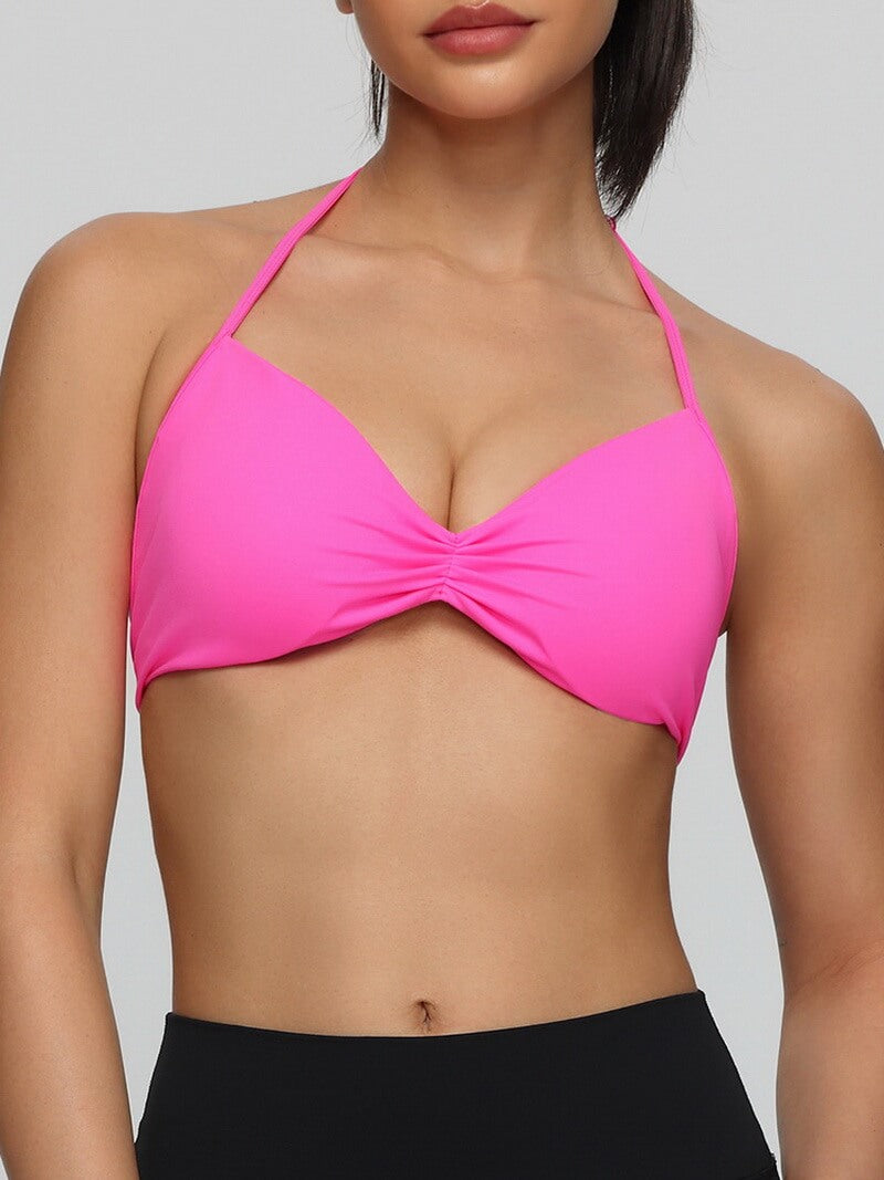 NURO Women's Halter Neck Thin Strap Sports Bra