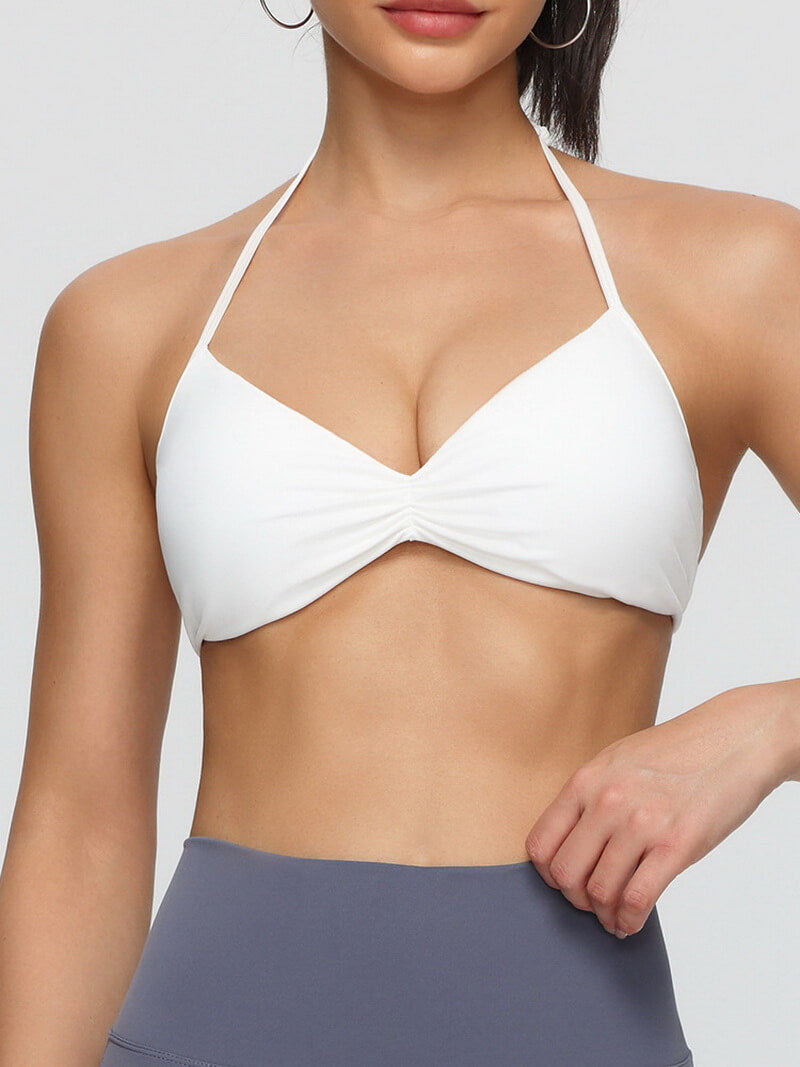 NURO Women's Halter Neck Thin Strap Sports Bra