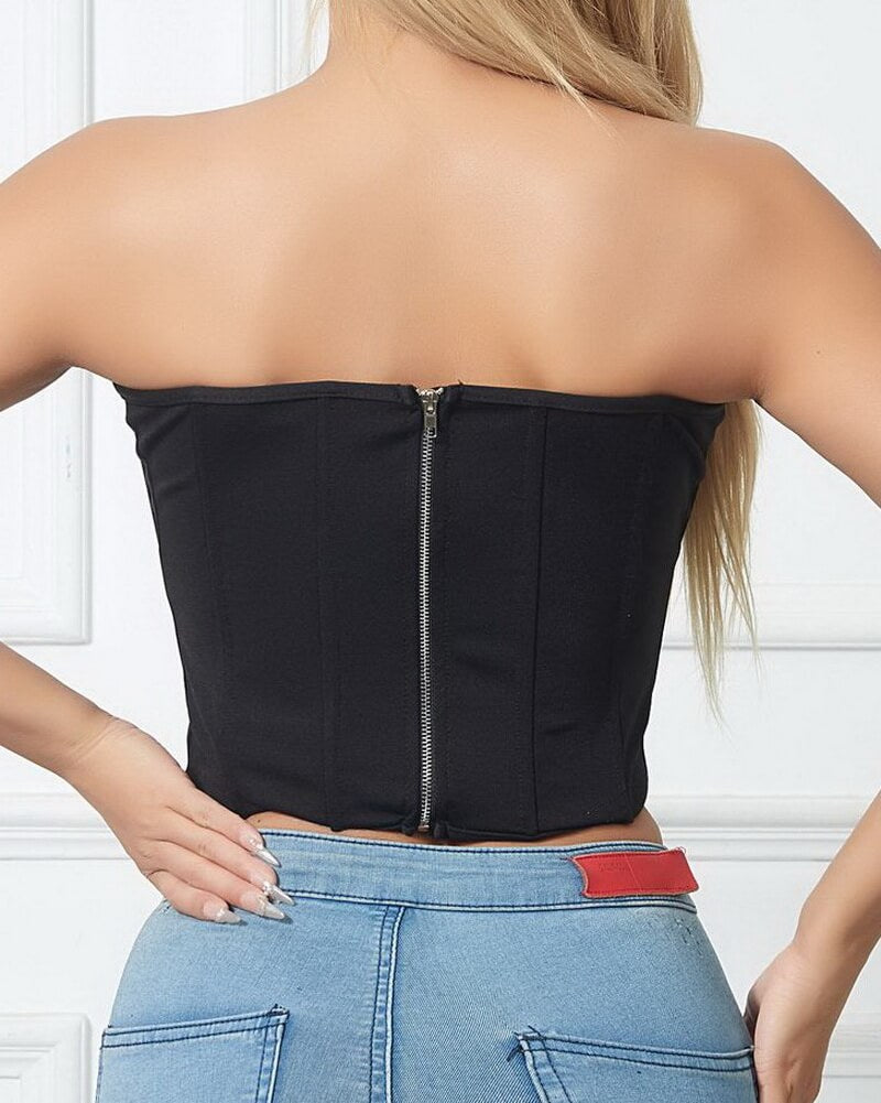 NURO Women's Heart Cutout Corset Top – Sweet & Sexy Bustier with Lace-Up Back