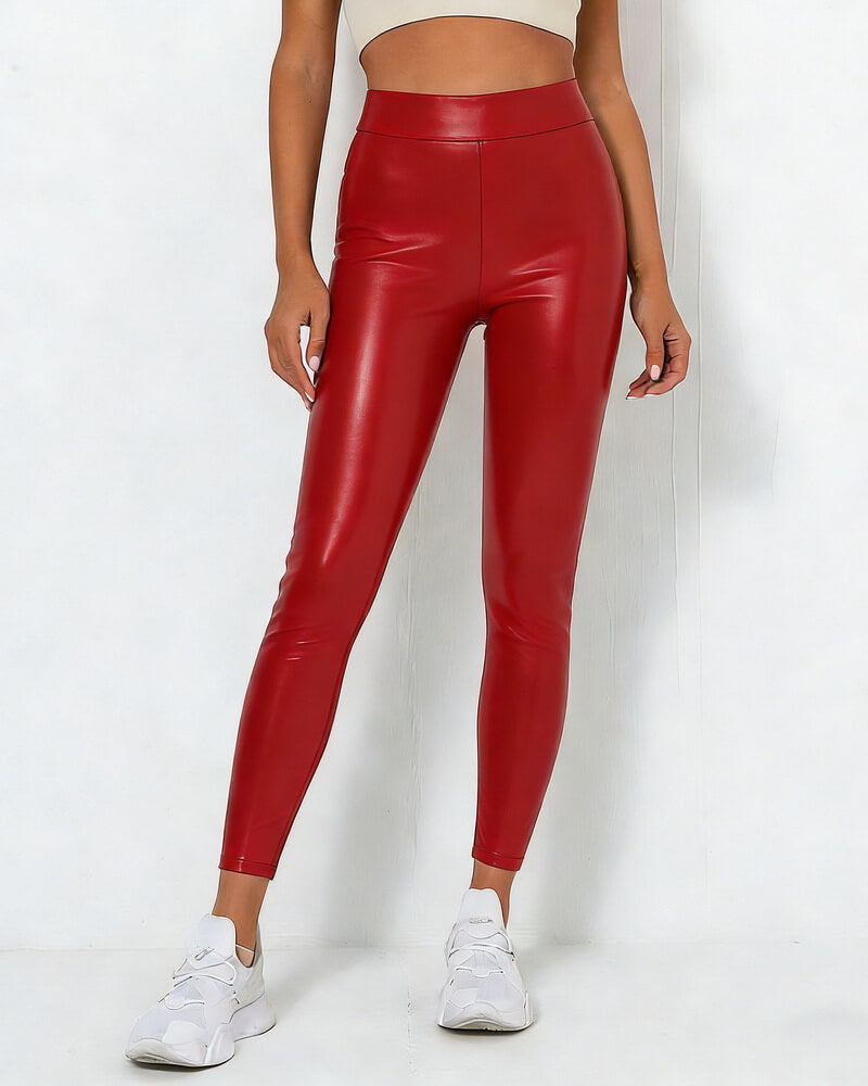 NURO Women's High-Shine PU Leather Leggings