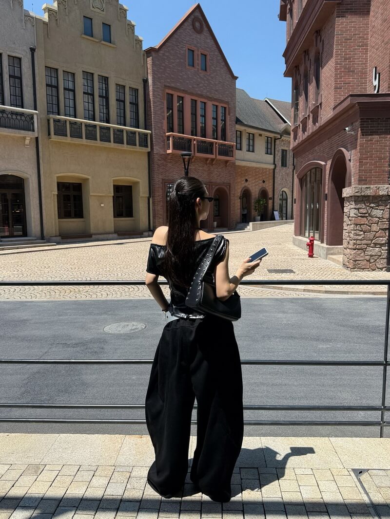 NURO Women's High-Stretch Wide Leg Lounge Pants, Wrinkle-Free Elastic Waist Trousers for Casual Streetwear (Black, White, Gray, Blue)