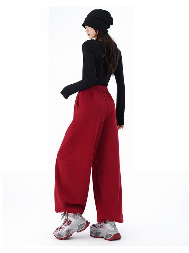 NURO Women's High-Waisted Drawstring Wide Leg Pants
