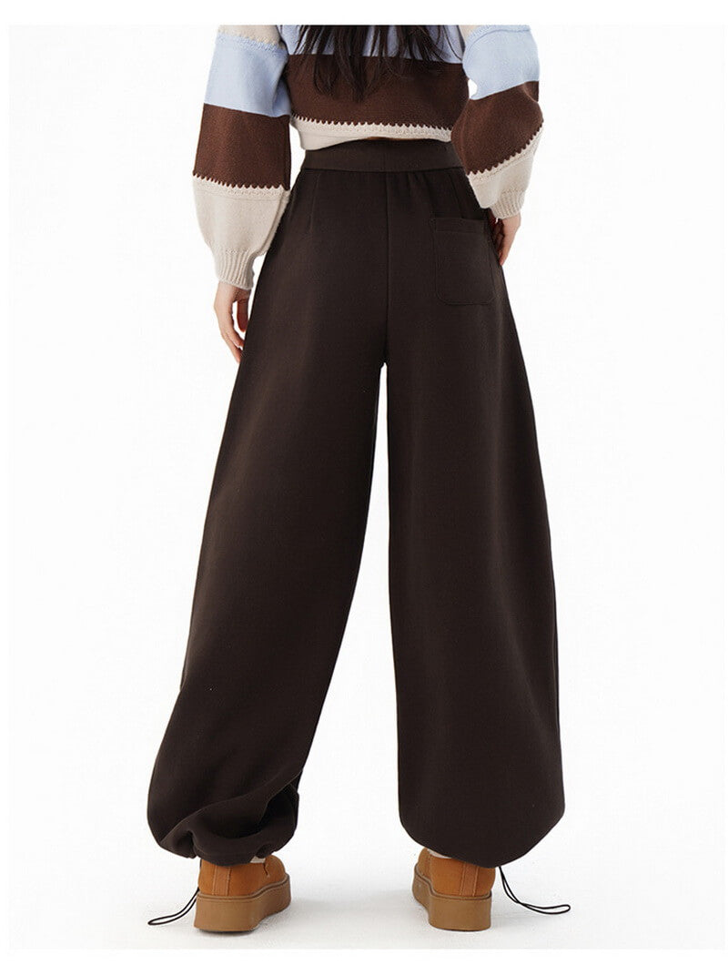 NURO Women's High-Waisted Drawstring Wide Leg Pants