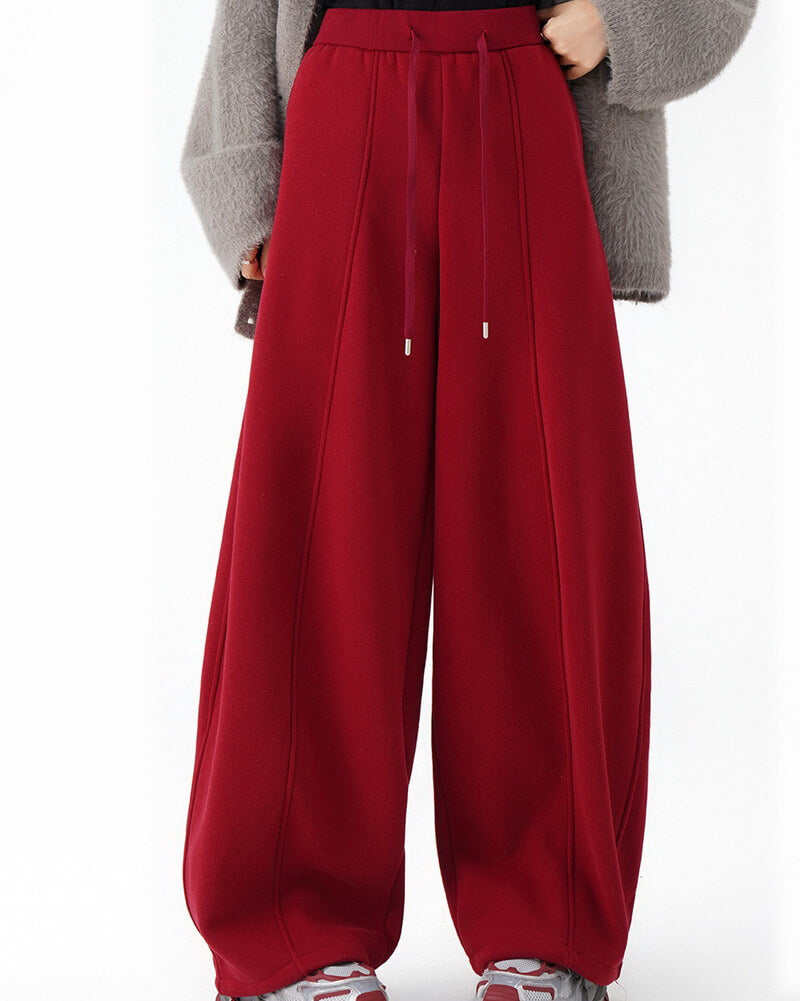NURO Women's High-Waisted Drawstring Wide Leg Pants