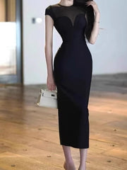 NURO Women's High-Waisted Pencil Dress, Sleeveless Bandage Style Midi Gown