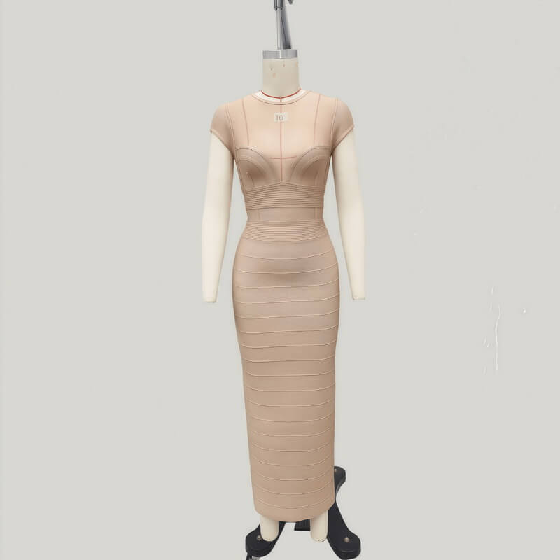 NURO Women's High-Waisted Pencil Dress, Sleeveless Bandage Style Midi Gown