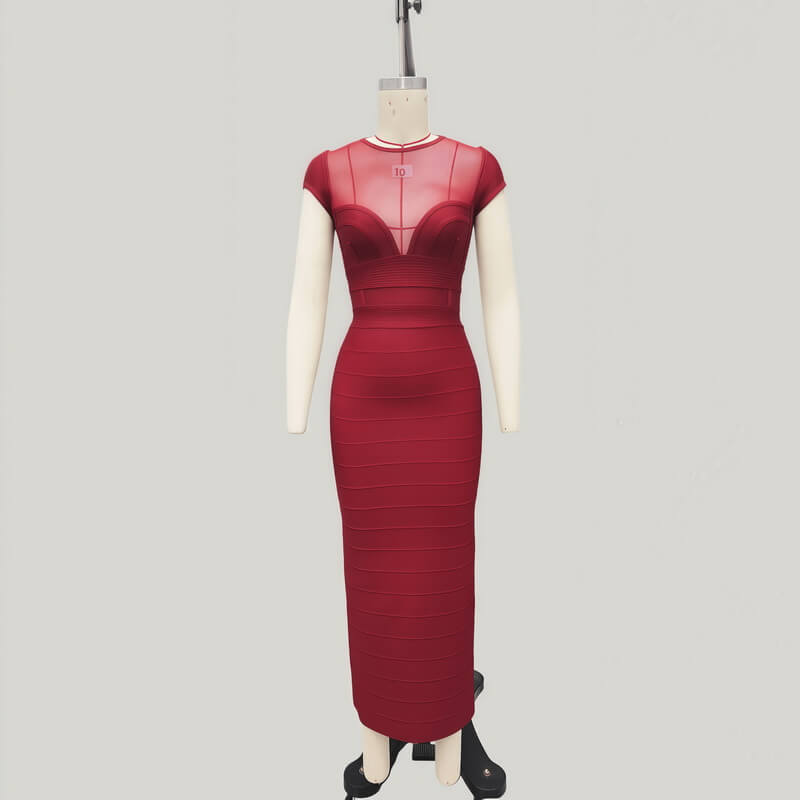 NURO Women's High-Waisted Pencil Dress, Sleeveless Bandage Style Midi Gown