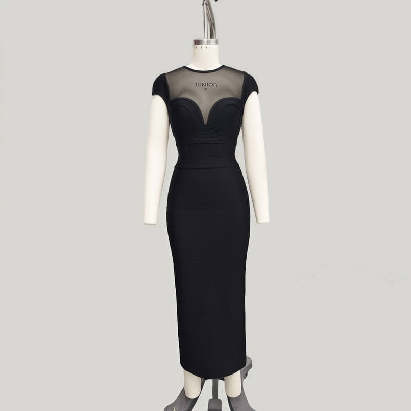 NURO Women's High-Waisted Pencil Dress, Sleeveless Bandage Style Midi Gown