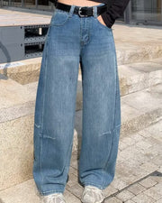 NURO Women's High-Waisted Wide Leg Baggy Jeans