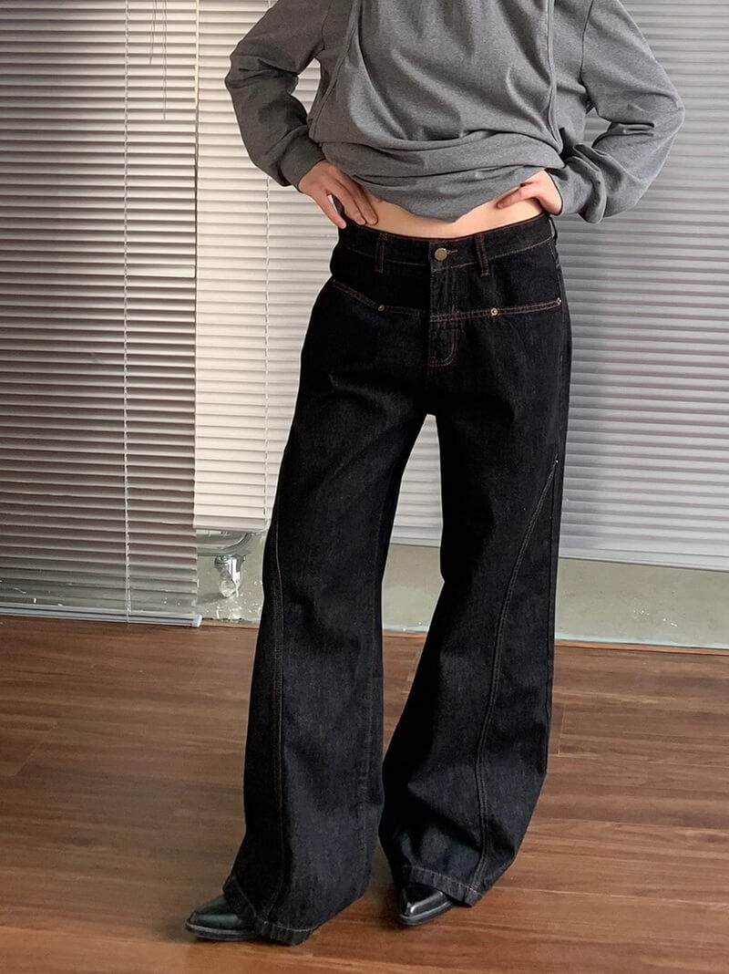 NURO Women's High-Waisted Wide Leg Jeans - Relaxed Fit, Straight Leg, Denim Pants