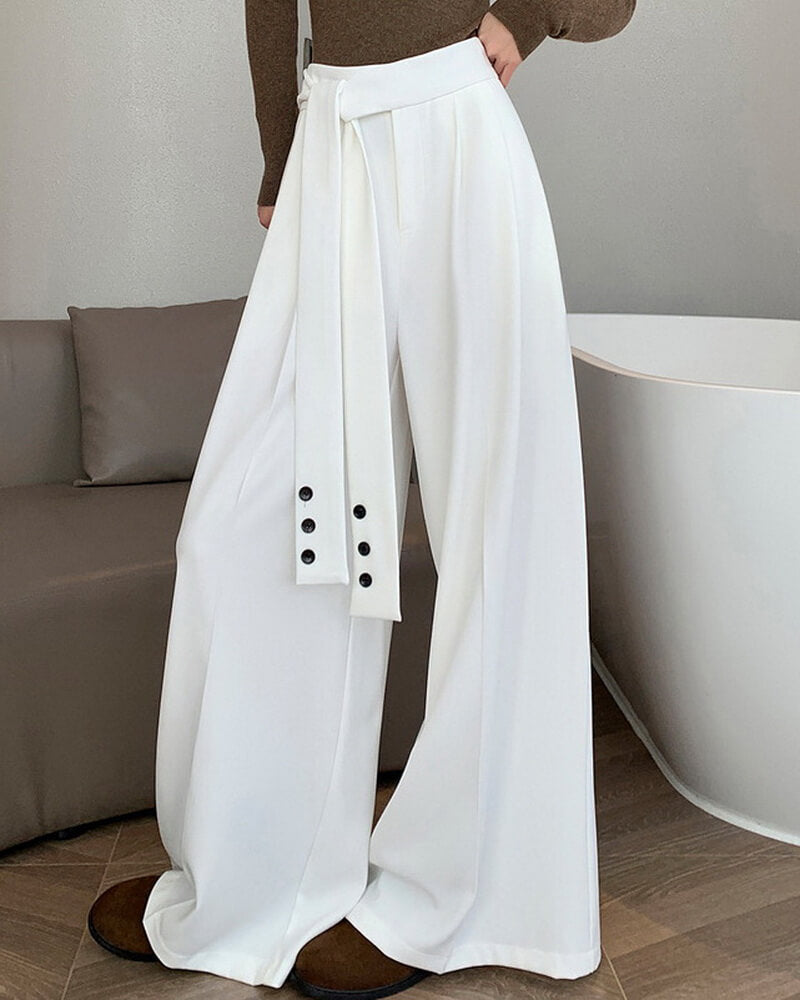 NURO Women's High-Waisted Wide Leg Tailored Trousers