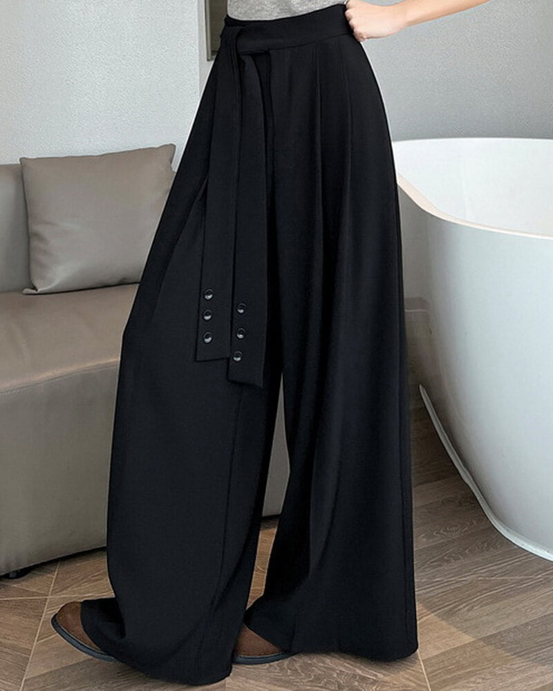 NURO Women's High-Waisted Wide Leg Tailored Trousers