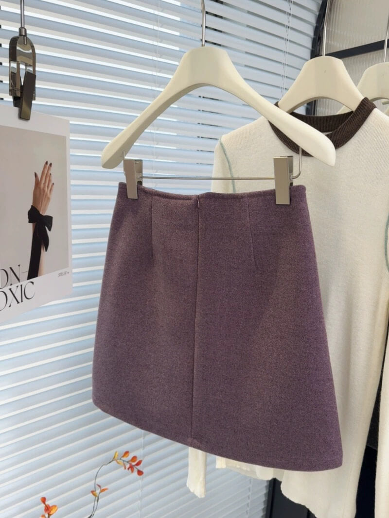 NURO Women's High-Waisted Wool Blend Pencil Skirt – Back Zipper A-Line Mini Skirt