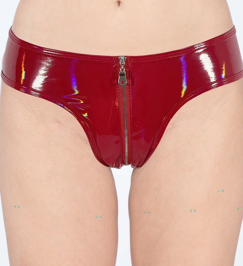 NURO Women's High Gloss PU Shorts Zipper Detail Fetish Wear