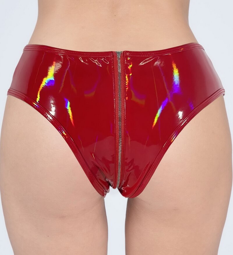 NURO Women's High Gloss PU Shorts Zipper Detail Fetish Wear