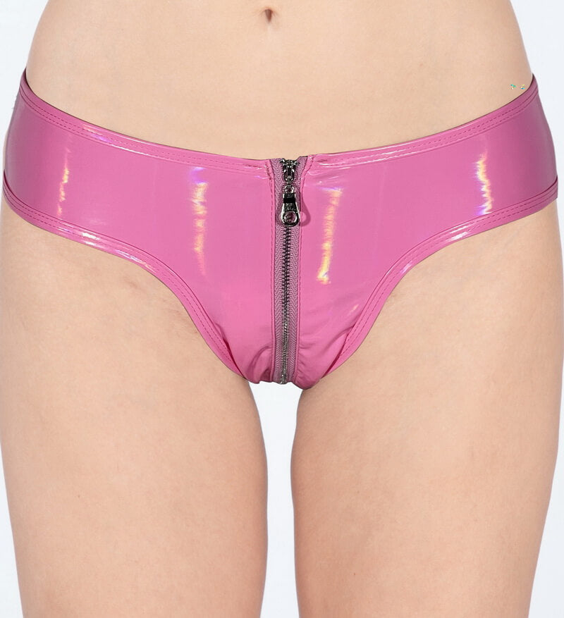 NURO Women's High Gloss PU Shorts Zipper Detail Fetish Wear