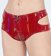 NURO Women's High Gloss PU Shorts Zipper Front Fetish Fashion Shorts