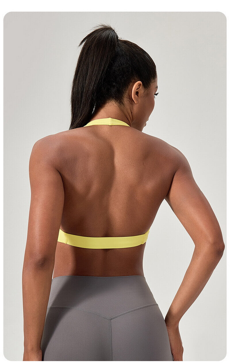 NURO Women's High Neck Strappy Back Longline Sports Bra