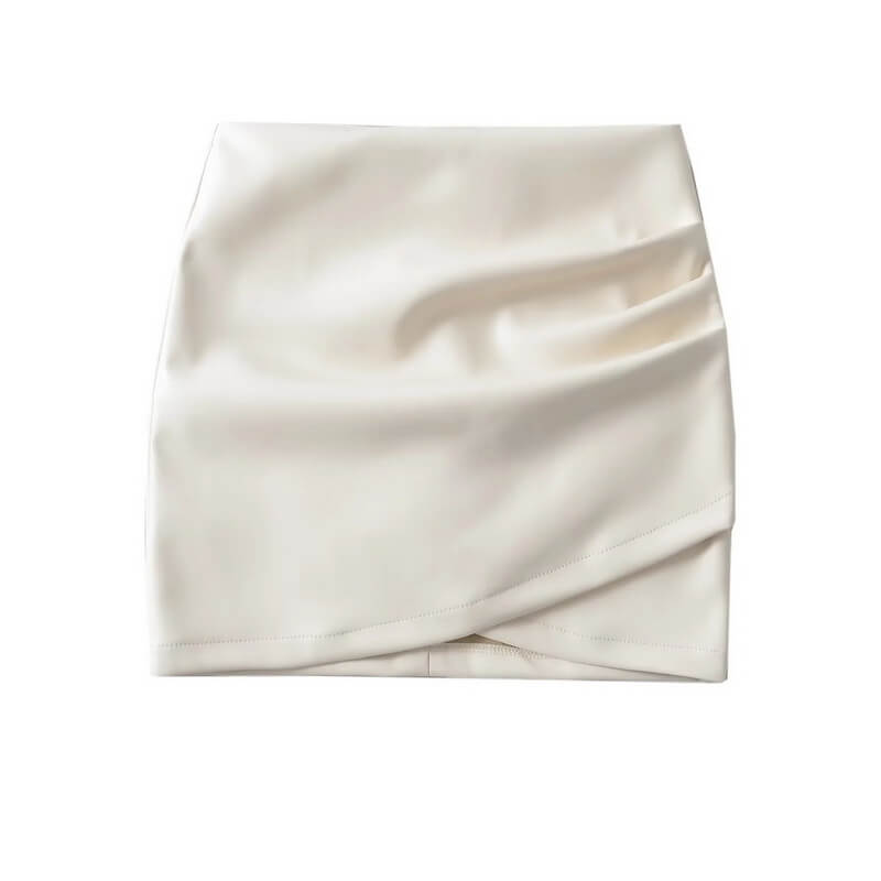 NURO Women's High Waist Asymmetrical PU Pencil Skirt