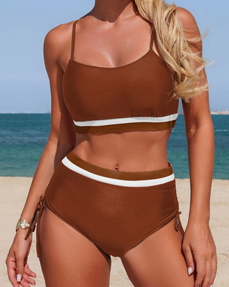 NURO Women's High Waist Bikini Set High Elasticity Quick Dry Two-Piece Swimwear