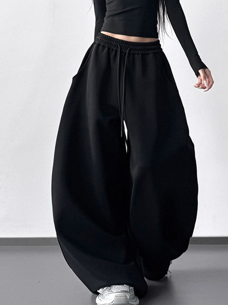 NURO Women's High Waist Drawstring Wide Leg Jeans - Extra Long Denim Palazzo Pants with Relaxed Fit