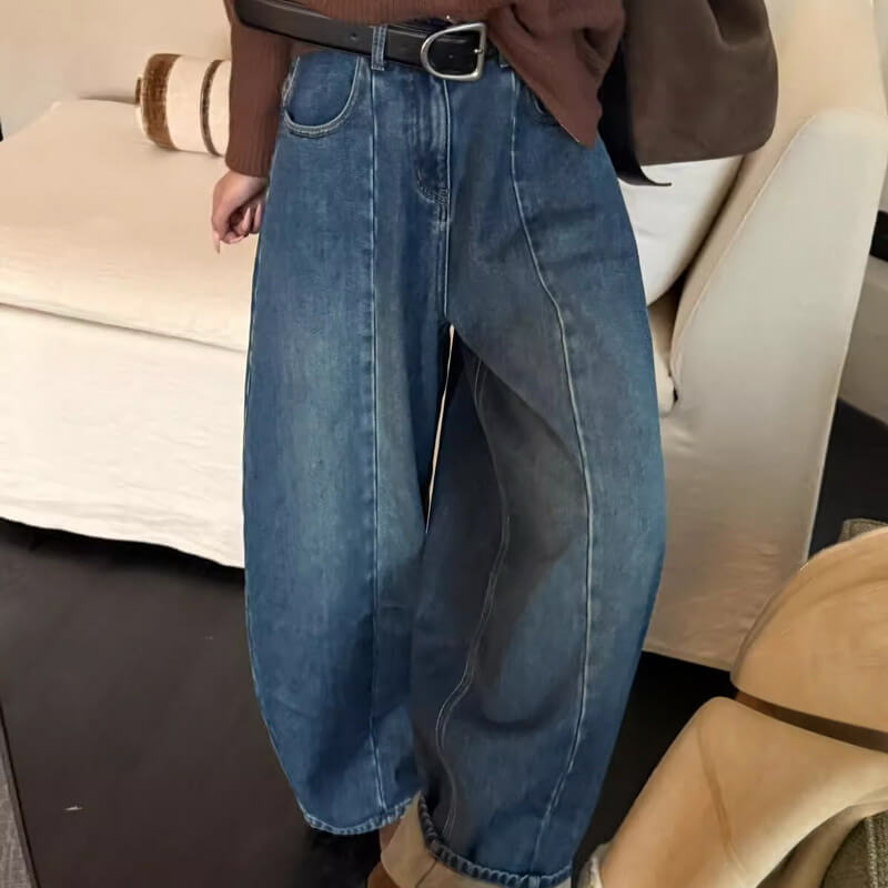 NURO Women's High Waist Flared Jeans, Distressed Vintage Denim Pants for Winter