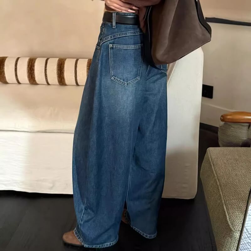 NURO Women's High Waist Flared Jeans, Distressed Vintage Denim Pants for Winter