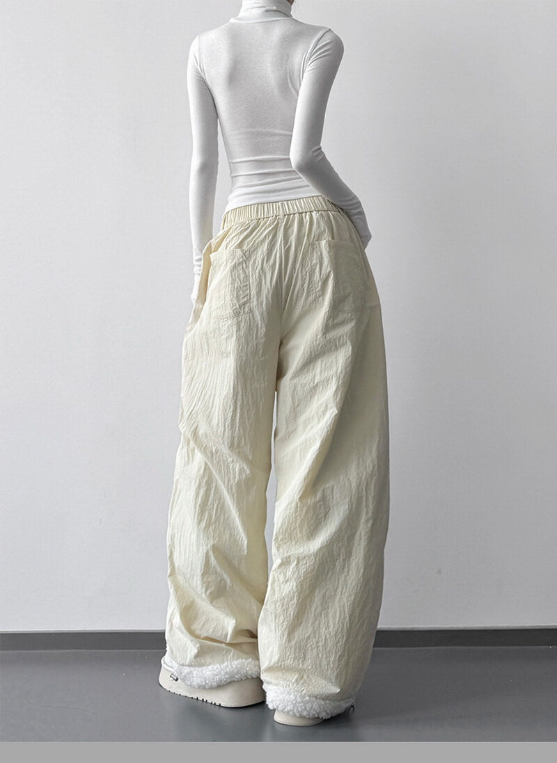 NURO Women's High Waist Fleece Lined Cargo Pants - Extra Long Utility Wide Leg Trousers