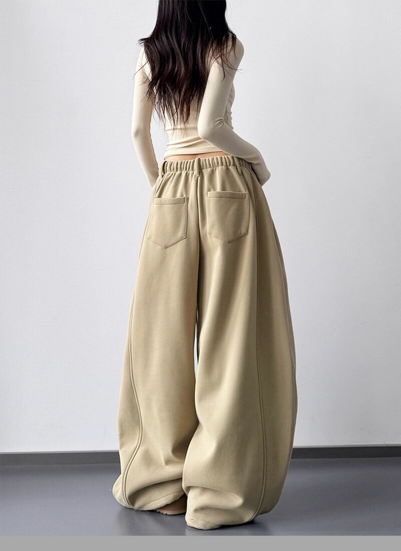 NURO Women's High Waist Fleece Lined Wide Leg Pants - Extra Long Cargo Trousers for Winter