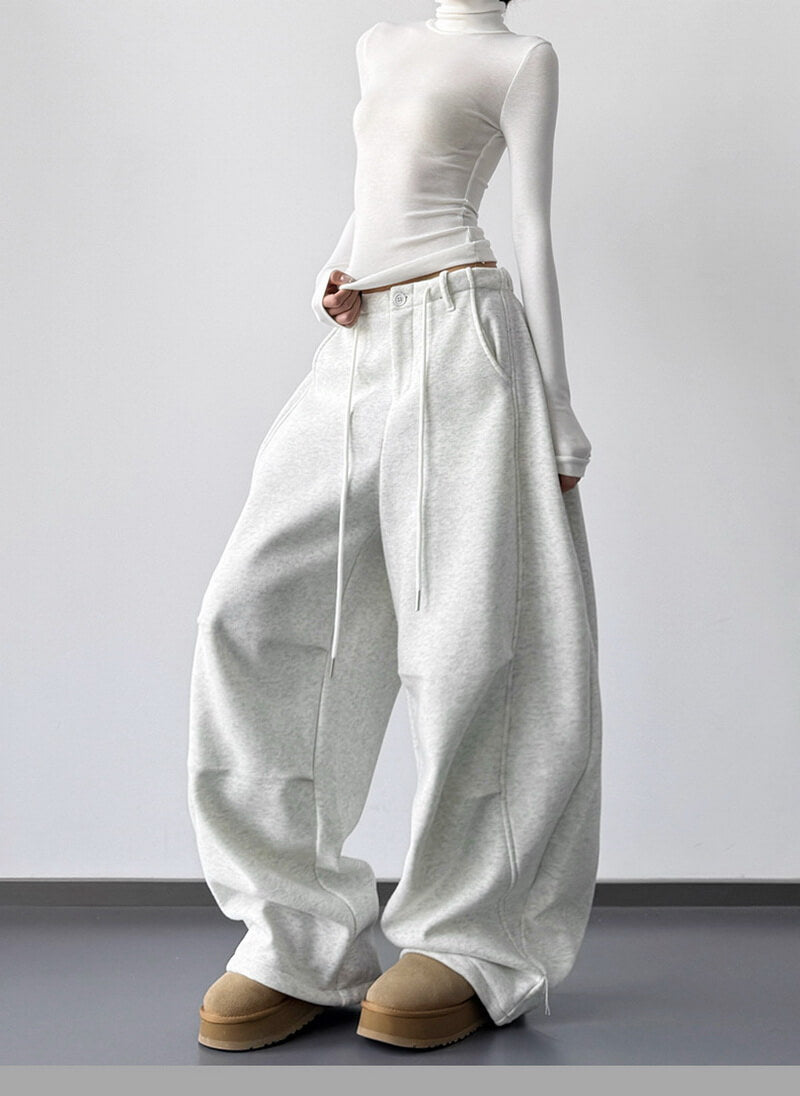 NURO Women's High Waist Fleece Lined Wide Leg Pants - Extra Long Cargo Trousers for Winter