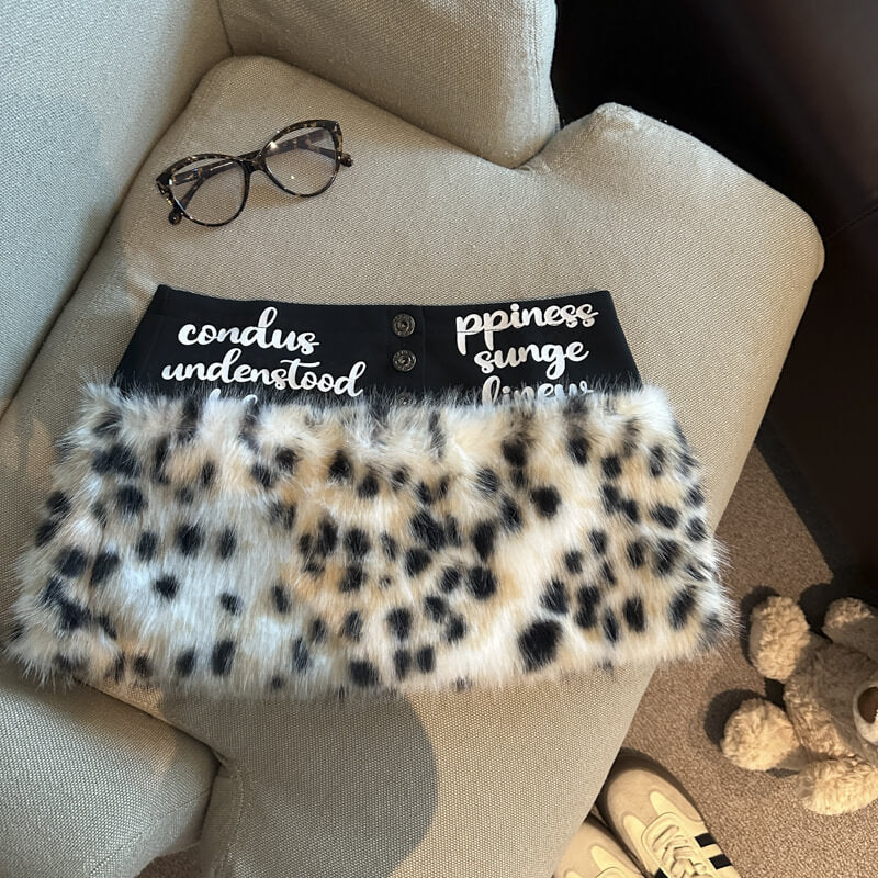 NURO Women's High Waist Leopard Print Mini Skirt, Stretch Fit Bodycon Skirt for Fall and Winter