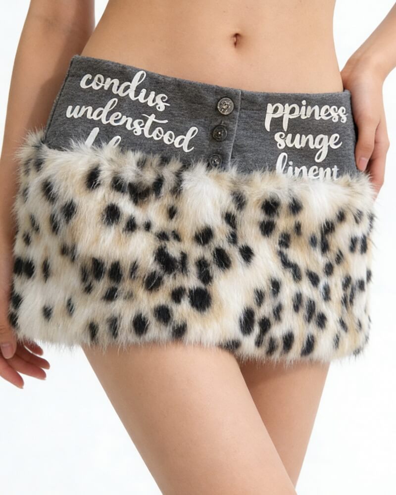 NURO Women's High Waist Leopard Print Mini Skirt, Stretch Fit Bodycon Skirt for Fall and Winter