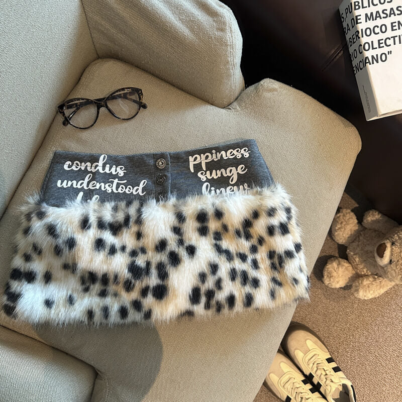 NURO Women's High Waist Leopard Print Mini Skirt, Stretch Fit Bodycon Skirt for Fall and Winter