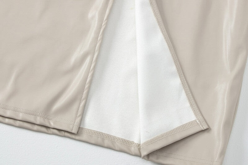 NURO Women's High Waist PU Leather Straight Skirt - Long Zipper Detail Pencil Skirt, Minimalist Bodycon Midi Skirt