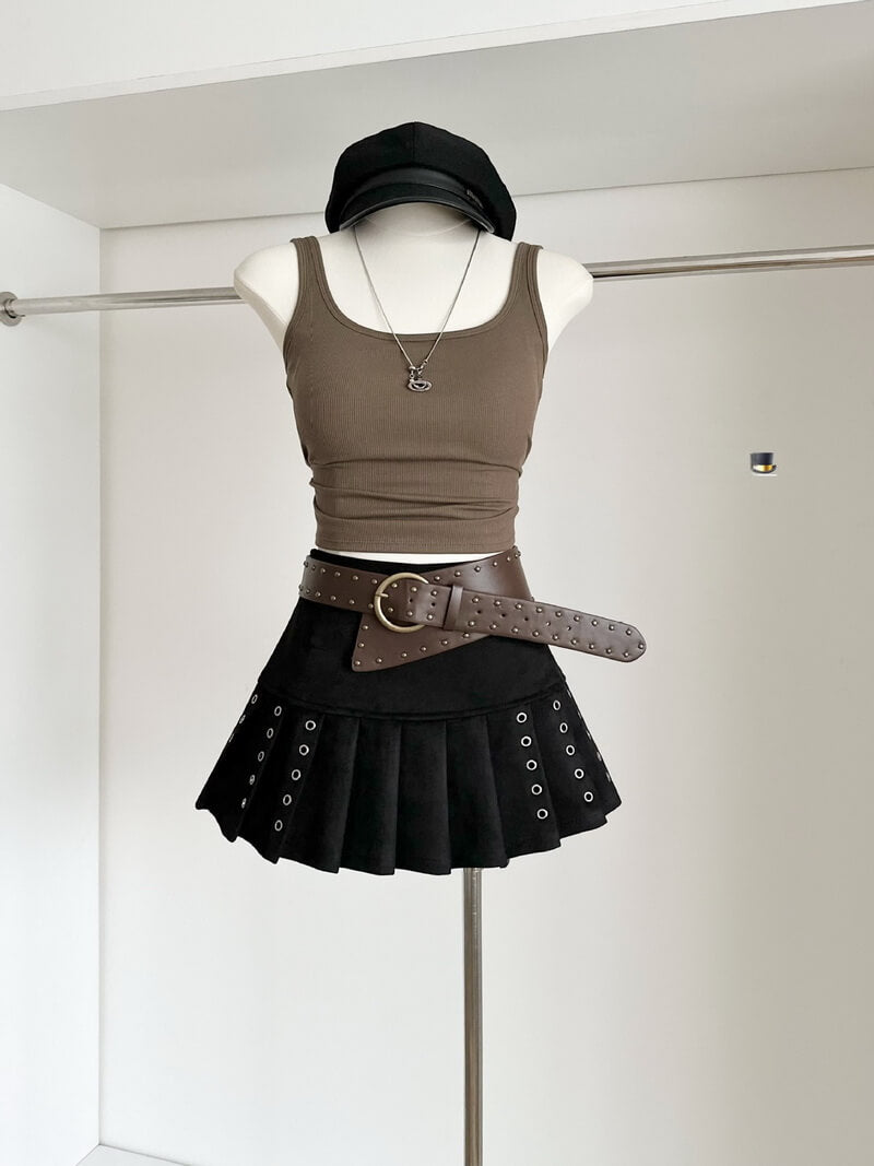 NURO Women's High Waist Pleated Mini Skirt, Velvet Texture A-Line Skirt for Fall