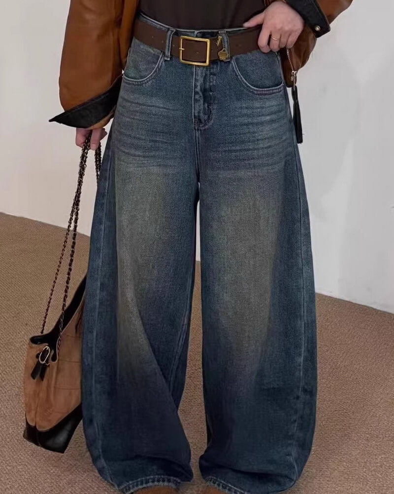 NURO Women's High Waist Straight Leg Fleece Lined Jeans, Winter Warm Denim Pants with Pockets