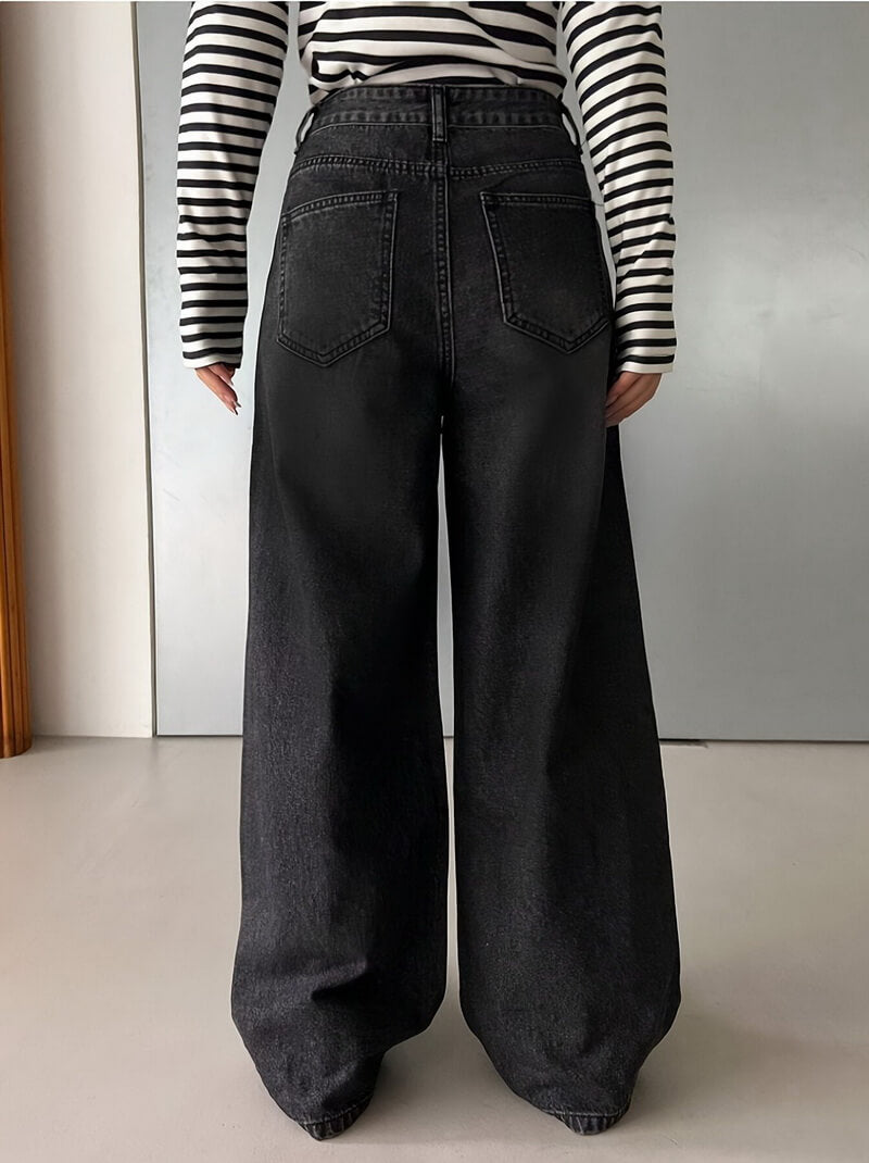 NURO Women's High Waist Straight Leg Jeans with Rhinestone Embellishments